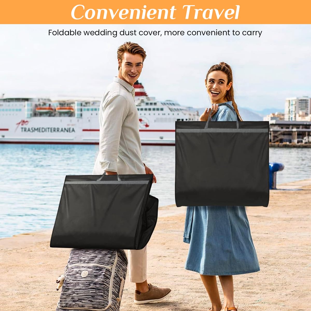 HASTHIP Wedding Dress Dustproof Cover 1.8m Long Protective Cover Portable Garment Bag Dustproof Cover for Dress, Wedding Dress, Evening Dress Wardrobe Hanging Dustproof Cover