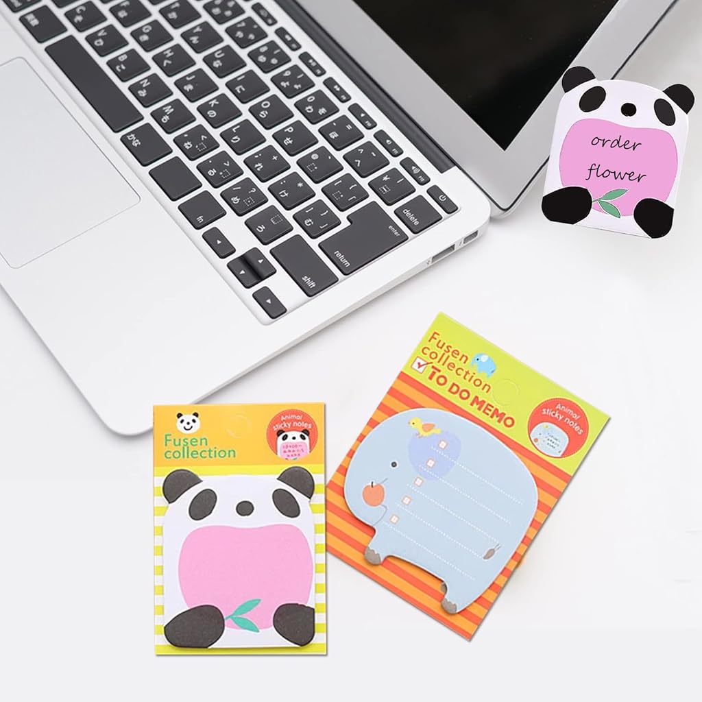 HASTHIP® 24 Pack Sticky Notes Cute 8 Cartoon Patterns Set for Party Bags Animal Designs Bag Fillers for Kids Pad for Students Office Staffs 2 PCS