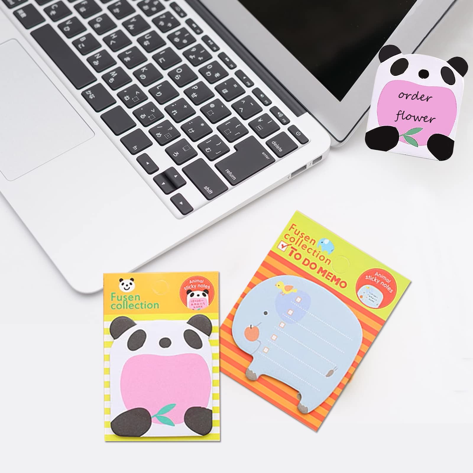 HASTHIP 24 Pack Sticky Notes, Cute Sticky Notes, 8 Cartoon Patterns Sticky Notes Set for Party Bags Animal Designs Party Bag Fillers for Kids, Sticky Notes Pad for Students, Office Staffs