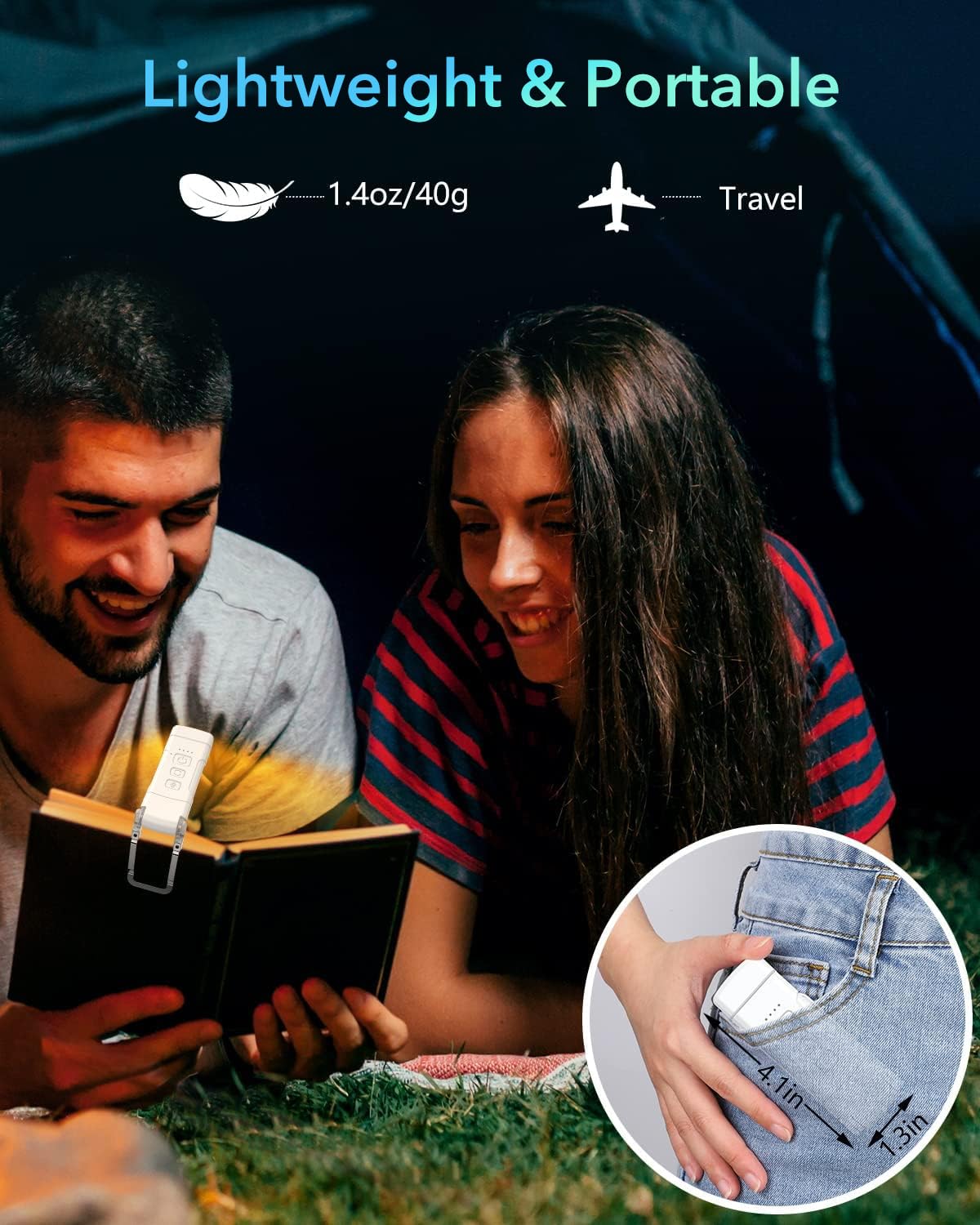 ELEPHANTBOAT Book Reading Light with Timer, Clip-On Led Bookmark Lamp with 3 Colors & 5 Brightness Dimmable, Mini Night Reading Lamp for Nighttime Reading of Books, Magazines, and Tablets (White)