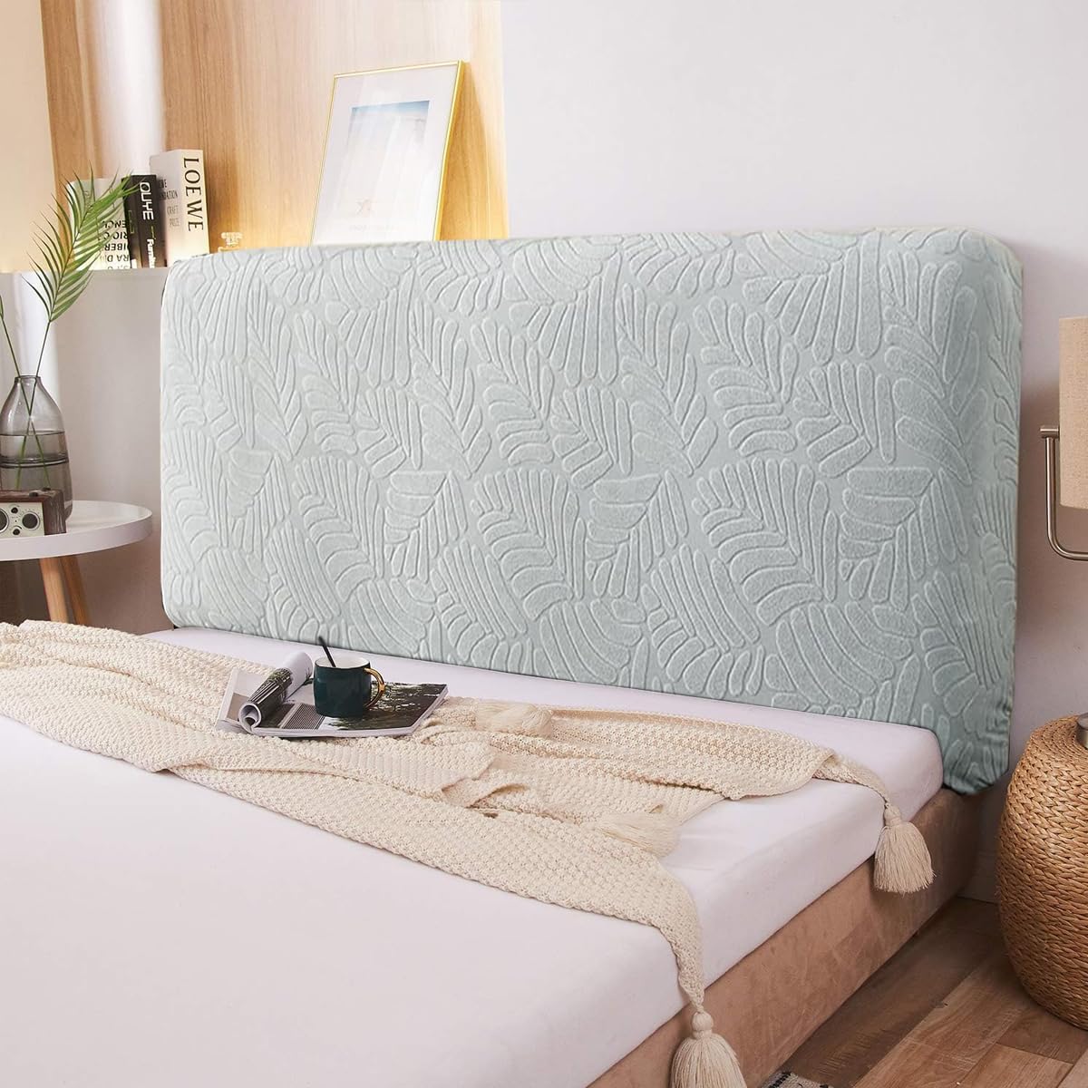 HASTHIP Bed Headboard Cover for Double Bed, All-Inclusive Soft Bedhead Dust-Proof Cover for Your Leather/Cloth/Wooden Bedside, Stretchy Polyester Machine Washable, Elastic Fit 67-75