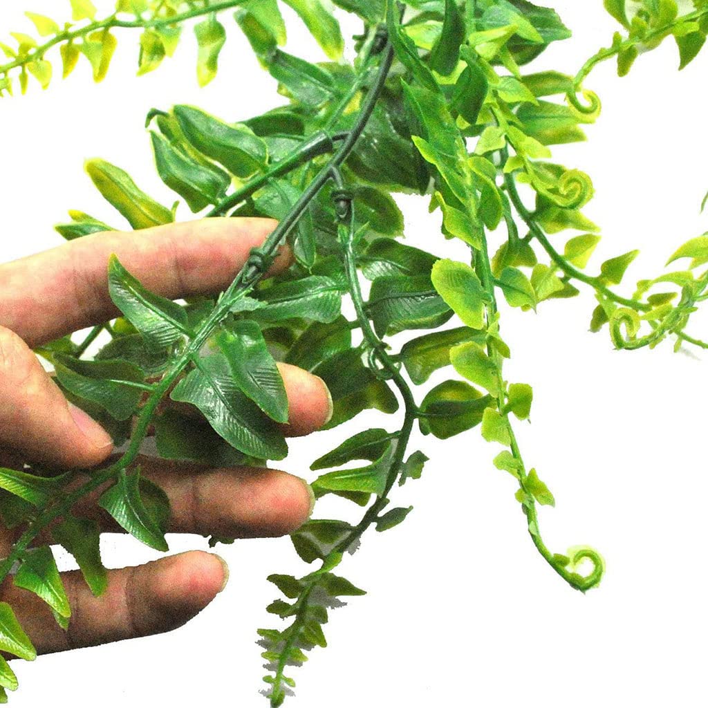 HASTHIP Artificial Plant Boston Ferns Fake Vines Hanging Ivy Flowers Vine Outdoor, Plastic Greenery for Hanging Baskets Wedding Wall House Room Patio Jungle Party Decorations