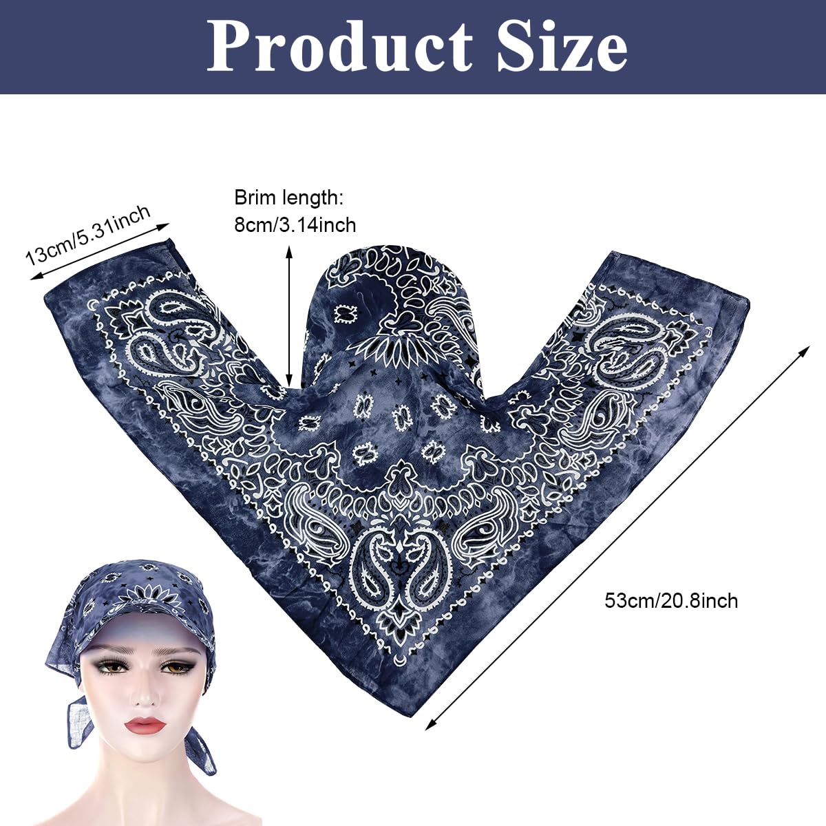 PALAY Beach Hat Silk Head Wrap Hat for Women Headscarf Hat Square Scarf Cap Tie Back Head Wrap Hat Summer Fashion Sun Hat Breathable Head Wrap Hat