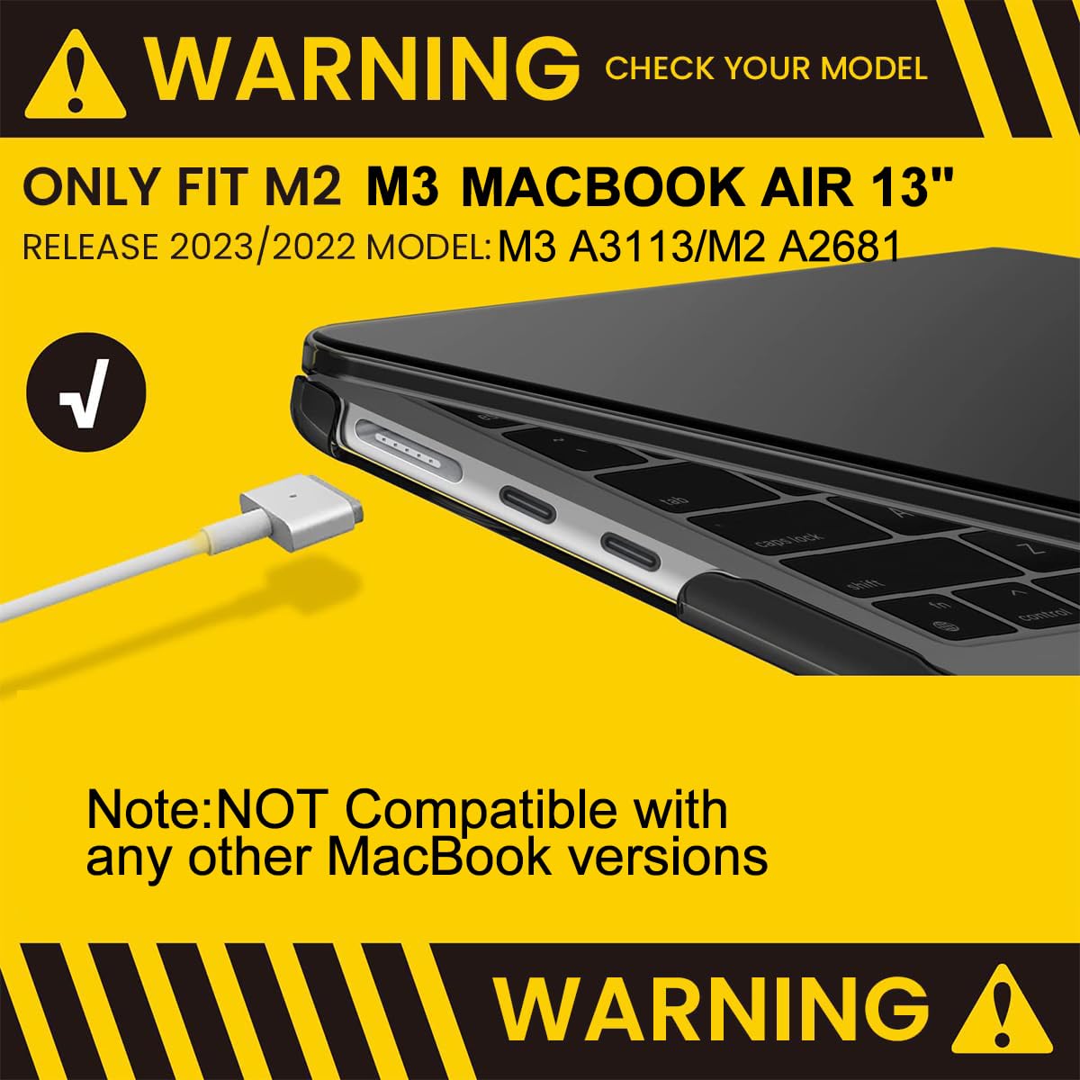 ZORBES Laptop Cover Set Compatible with MacBook Air M2 2022 Air 13.6 inch A2681, Sleek Black Transparent Laptop Case Protective Cover with Keyboard Dustproof Skin Cover & Screen Portector