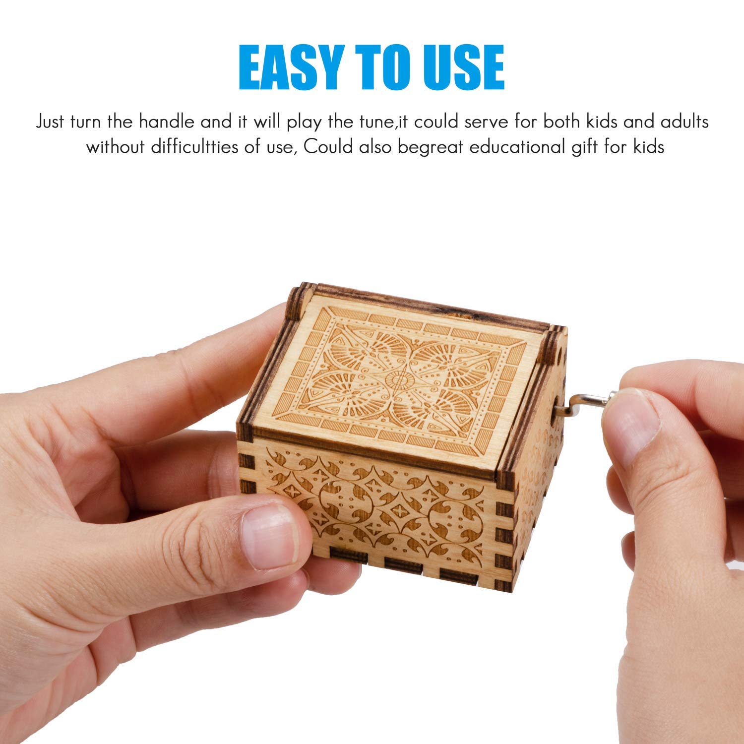 PATPAT Wood Music Box, Wooden Classic Music Box with Hand Crank Birthday Gifts for Girls Boys Diwali Gifts for Kids Friends Family -You are My Sunshine