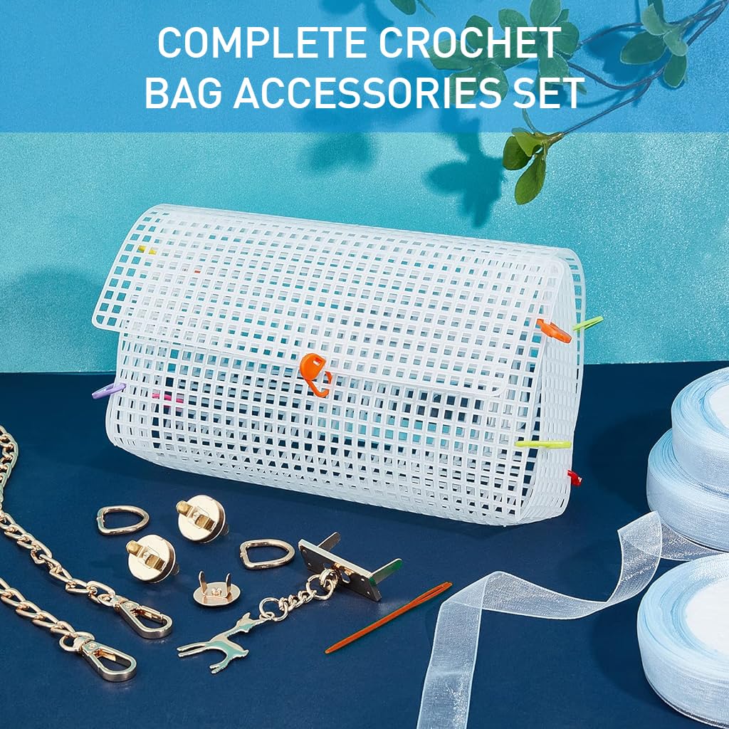 HASTHIP DIY Knitting Crochet Bags Kit, Plastic Canvas Plastic Mesh Sheets for Embroidery Cross Stitch DIY Women Handmade Bag Making Accessories