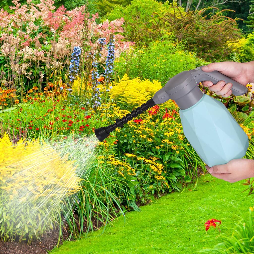 HASTHIP 2L Electric Watering Can for Plants with Gimbaled Nozzle, Automatic Plant Garden Water Can with USB Cable, Gardening Watering Pump Sprayer for Plants, Flowers