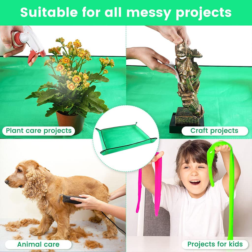 HASTHIP 100*100CM Gardening Mat for for Indoor Bonsai Succulent Plant Care, Waterproof and Foladable PE Garden Mat for Watering Grassland Balcony Nursery Potting and Transplanting Mat Plant Seedling