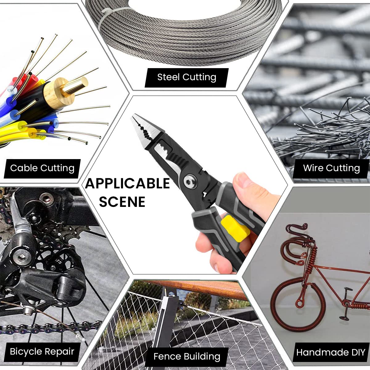 ZIBUYU 7-in-1 Wire Stripper, Wire Stripping Tool, Wire Cutter Stripping Tool for Electric Cable Stripping Cutting and Crimping