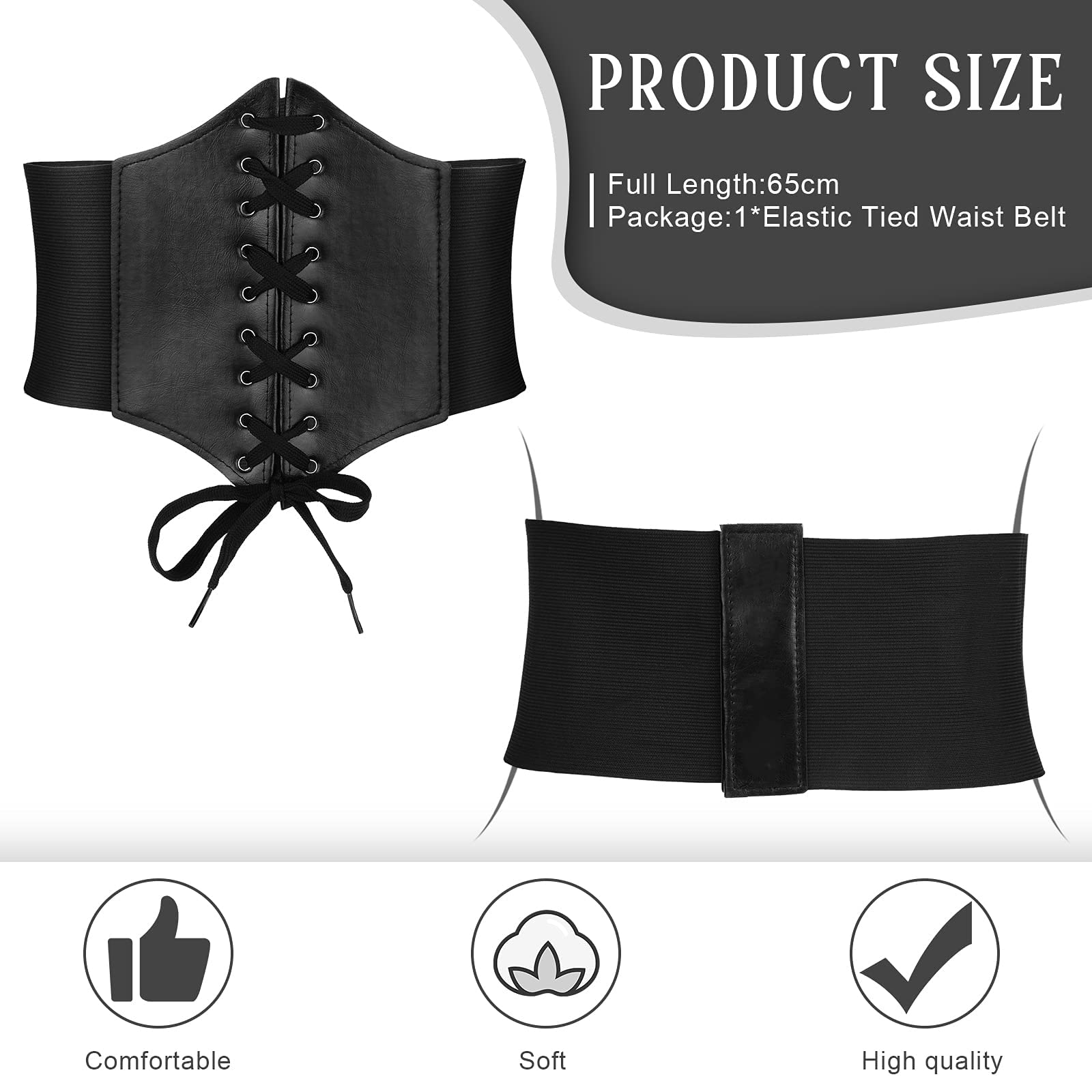 ZIBUYU Corset Tops for Women Lace-up Cinch Belt Tied Corset Elastic Waist Belt Corset Belt for Supportive Corset Top