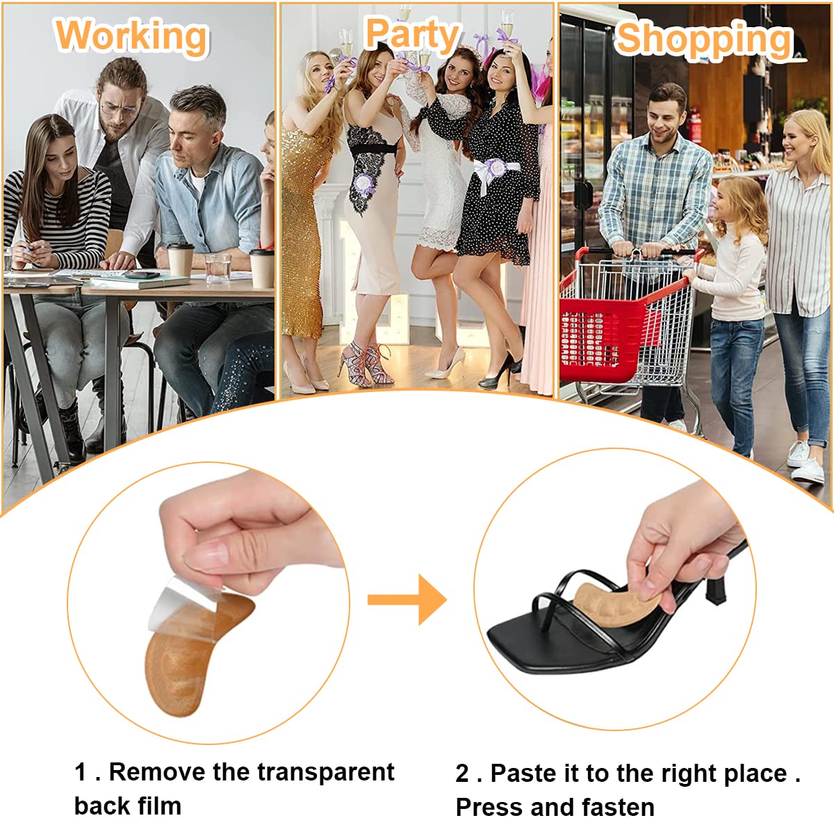 HANNEA 4 Pairs Ball of Foot Cushions, High Heel Inserts, Foot Pads, Soft Gel Heel Insole Pads, Non-Slip Metatarsal Pads for Women, Comfortable Forefoot Cushions, Idea for Foot Pain Relief