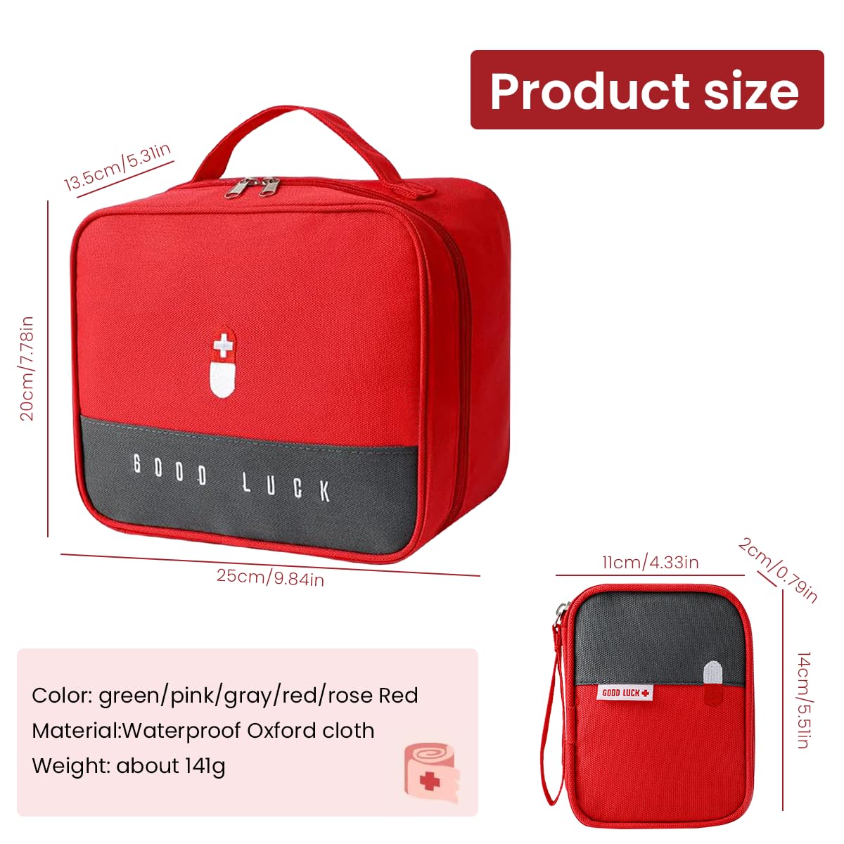 PALAY 2 Pack Medicine Bag, Empty Travel Organizer First Aid Bag Home Emergency Medicine Pouch Portable Travel Pharmacy Bag Organizer Bag for Storing First Aid Kit Items & Medicine