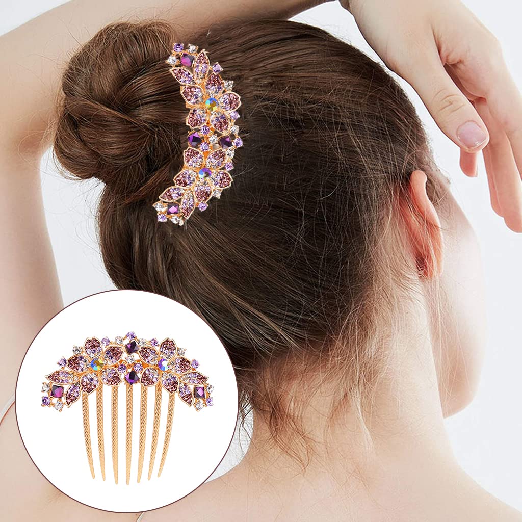 PALAY Metal Hair Clips for Women Stylish Latest Rhinestone 7-Claw Side Comb Clips for Hair for Women, Non-slip Bun Hair Comb Pin Hairpin Hair Accessories Ladies Gift