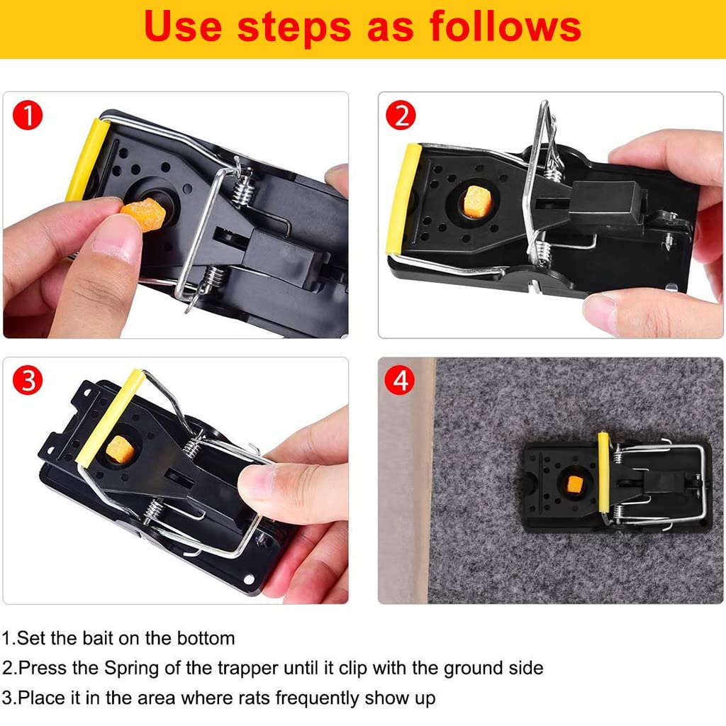 HASTHIP 4Pcs Rat Traps House Garden Patio, Reusable Mouse Traps for Mice, Rats, Chipmunks, Squirrels, Hamsters and Other Rodents, Quickly Slam Rat Killer for Indoor Outdoor (Small)