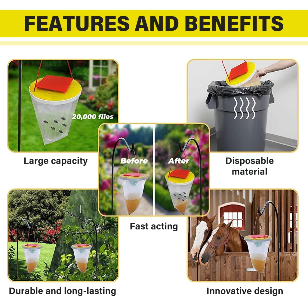 HASTHIP 2Pcs Disposable Fly Catcher Bag for Insects, Whiteflies, Aphids, Leaf Minor, Thriphs, Non-chemical Safe Fly Trap Bag for Fruit Tree Kitchen, Hangable Fly Trap for Insect in Garden & Farm