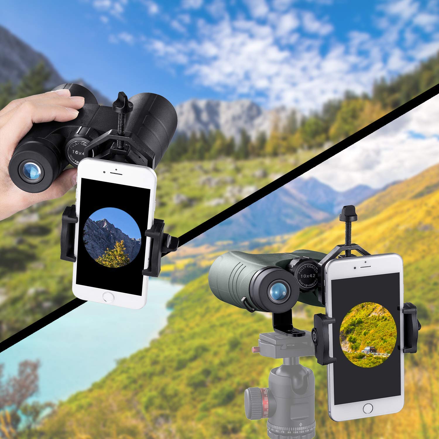 ELEPHANTBOAT Metal Telescope Spotting Scope Camera Mobile Phone Mount Holder Bracket Clip