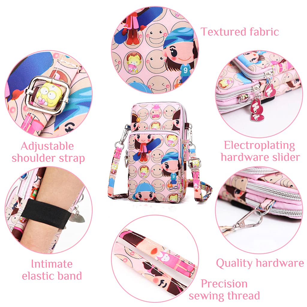 PALAY Multifunctional 3 Layers with Bow Pattern Sling Bag for Women (Blue, 7.2 inches)
