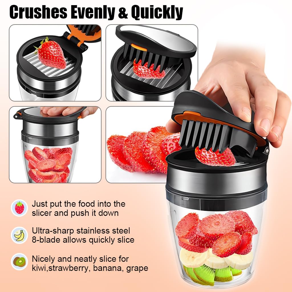 Supvox Fruit Slicer, Strawberry Slicer, Banana Slicer, Kiwi Cutter, Multipurpose 304 Stainless Steel Blade, Heavy Duty Egg Slicer for Soft Fruit, Quickly Making Fruit Vegetable Salad