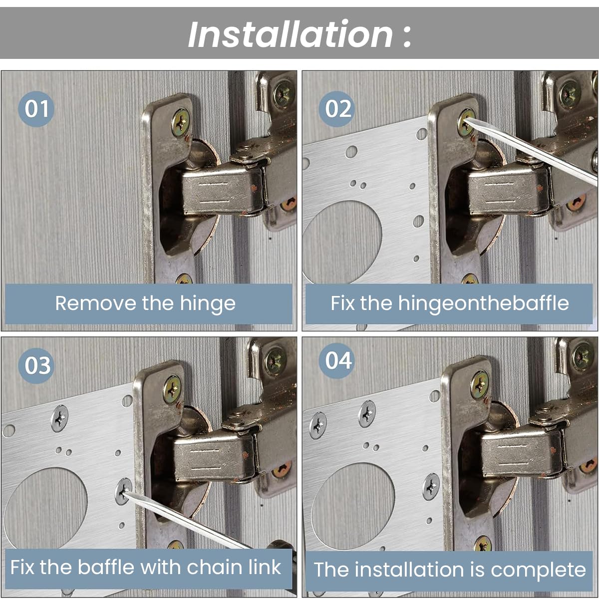 Serplex 12Pcs Hinge Repair Plates and Screws Pack Auto Concealed Hinge Plates with Pre-Punched Holes Universal Stainless Steel Door Hinge Plates for Doors, Cabinets, Cupboard Door, Wardrobes
