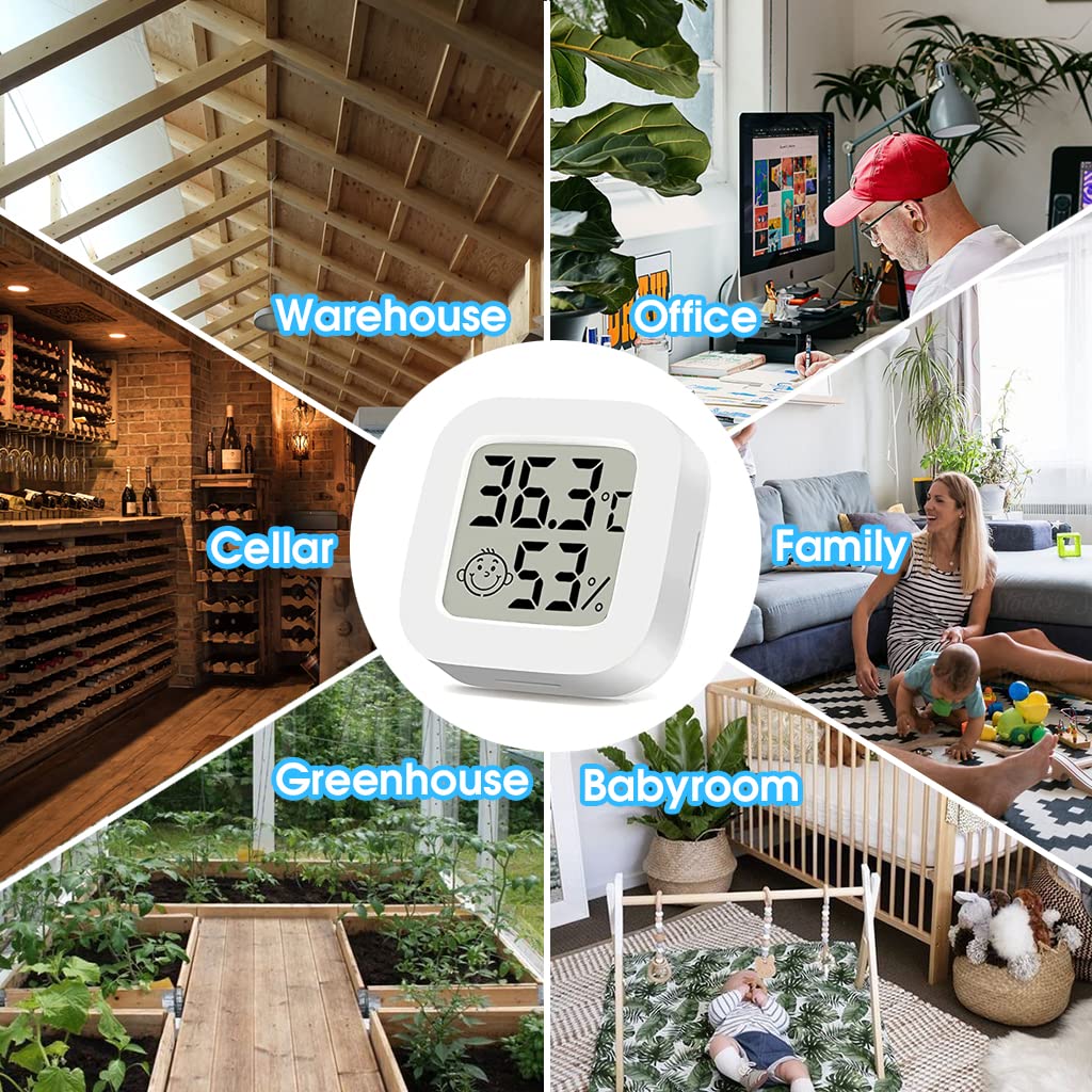 Supvox Mini Indoor Thermometer and Hygrometer LCD Digital Display Accurate Temperature Monitor Meter,for Home,Indoor Green House,Office