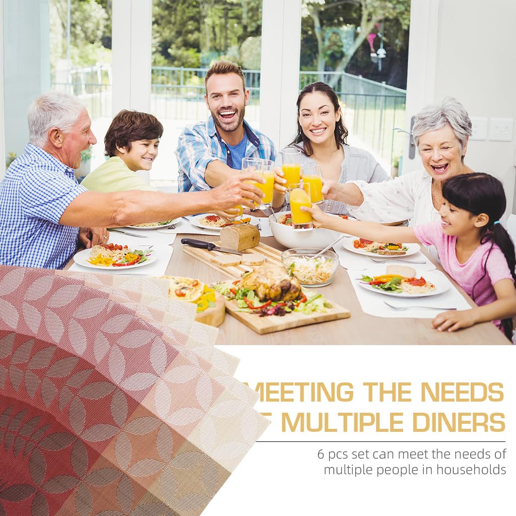 HASTHIP 6Pcs Dining Table Placemats PVC Insulation Dining Placemats Creative Weaving Embossing Waterproof Dining Placemats, 17.7x11.8cm