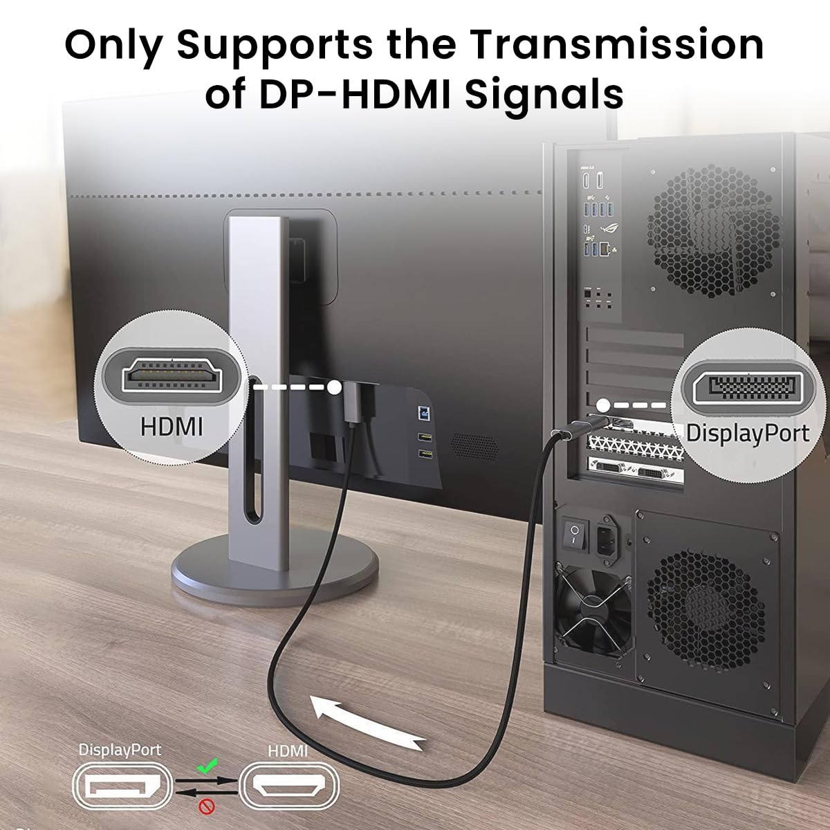 Verilux 4K DisplayPort to HDMI Adapter 1080P DP to HDMI Uni-Directional Adapter Display Port to HDMI Adapter Support Video and Audio Compatible with Lenovo, HP, Dell &More