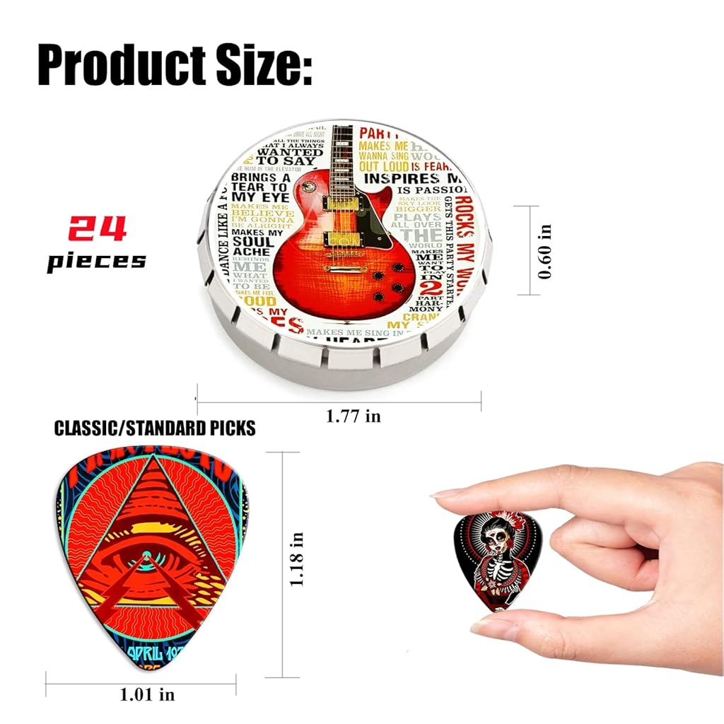 ZIBUYU® 24PCS Guitar Picks Fashion Monkey D Luffy Printed PVC 1mm 0.71mm 0.46mm Thin Thick Cartoon One Piece Anime Themed for Bass Electric Acoustic Guitar