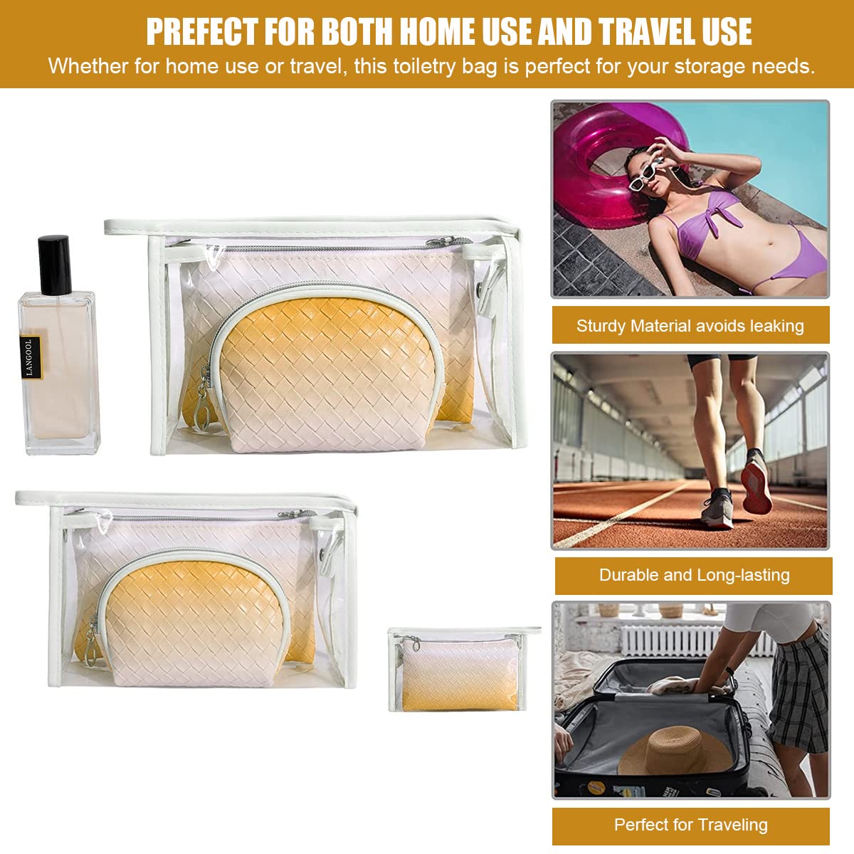 MAYCREATE Set of 3 Makeup Pouch, Cosmetic Pouch Travel Organizer for Women 3 Different Sizes Makeup Accessories Storage Cosmetic Pouches Make up Bag