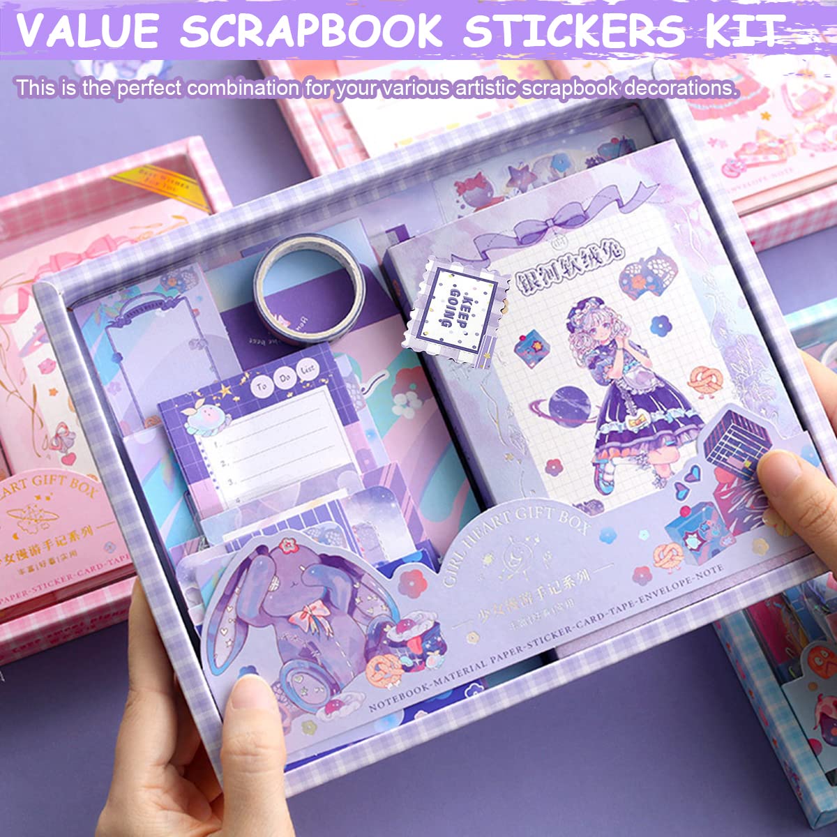 Optifit Anime Scrapbook Stickers Pack for Art Journaling Bullet Junk Journal Planners DIY Cartoon Anime Girl Paper Stickers Craft Kits Notebook Collage Album Aesthetic Sticker for Journal, Black