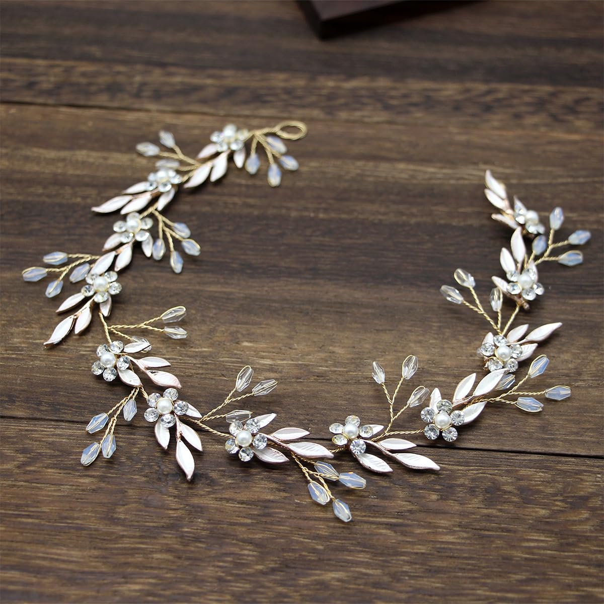 SANNIDHI Crown Hairband for Girls Pearl Flower Bridal Headband for Women Rhinestone Floral Hair Band Hair Accessories for Women Wedding Party Alloy Princess Headpiece