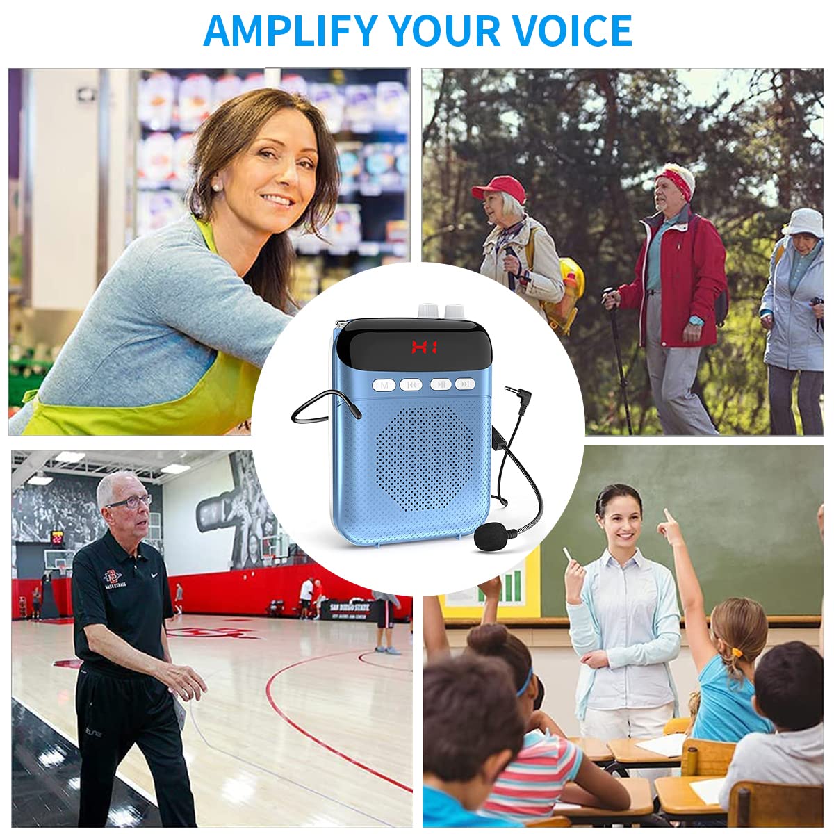 ZORBES USB Speaker Voice Amplifier for Teachers, 20W Voice Amplifier Microphone Headset Set with Belt, 2000mAh Long Work Duration, Support TF Card/AUX/FM for Tour Guide