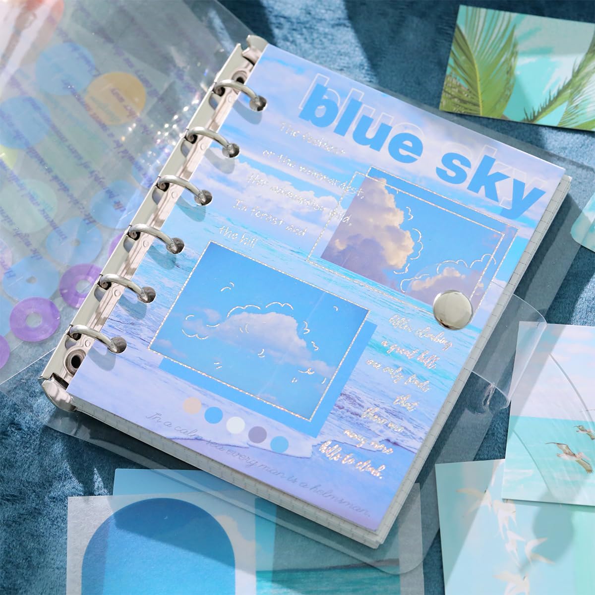 HASTHIP 150Pcs Journal Kit, Journaling Kit Journal Stickers Journal Supplies, Scrapbook Stickers Pack for Art Journaling Bullet Junk Journal Planners, DIY Decoration Paper Craft Kits (Blue Sky)