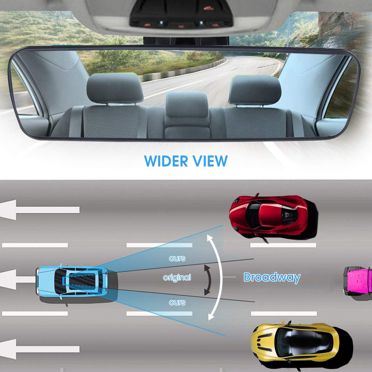 STHIRA Rear View Mirror for Car 9.4