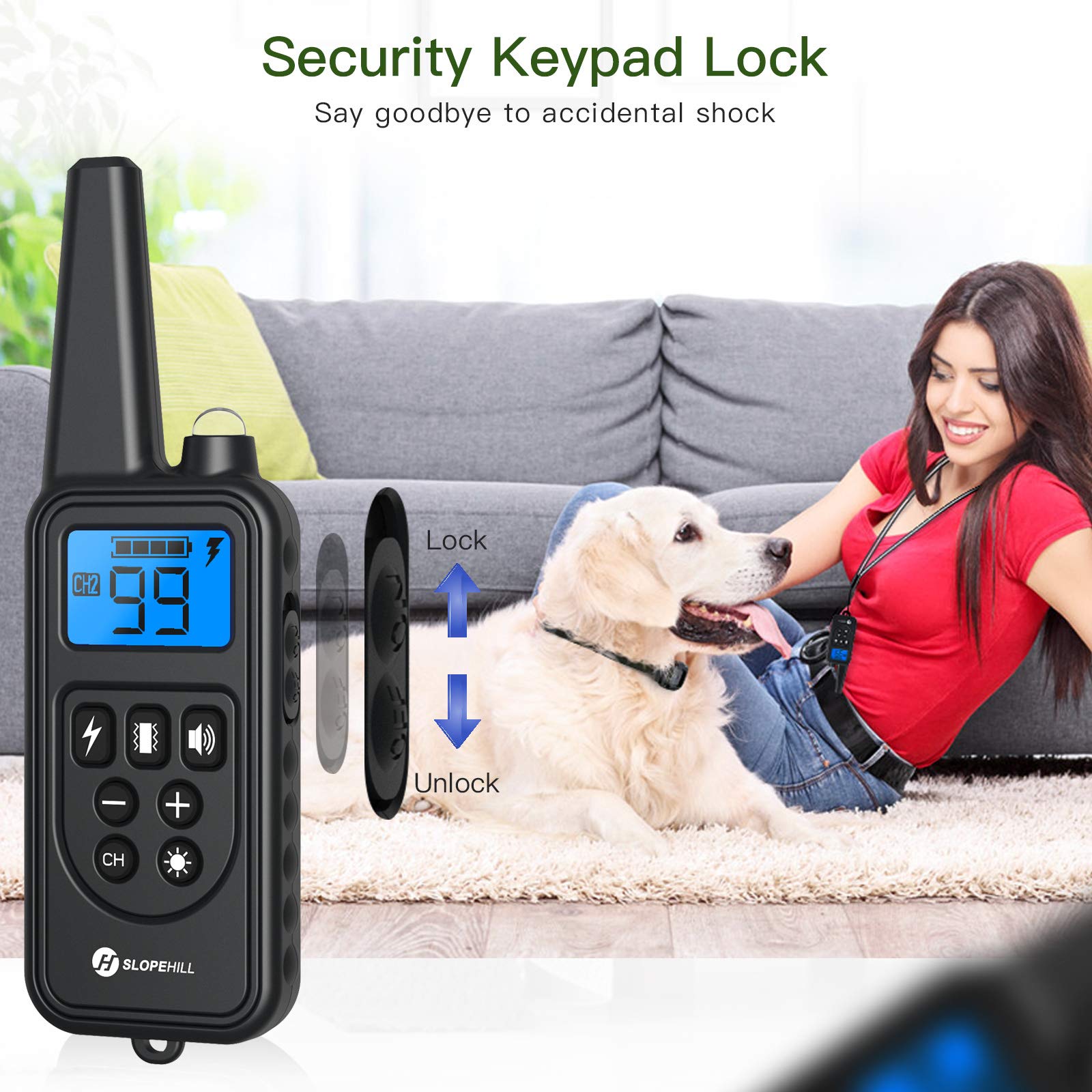 Qpets Electric Dog Training Collar, Remote Control Within 2600ft 5 Training Modes, Beep, Vibration, Pulse, Light, Keypad Lock. for Training Behavior Command for Doberman Pinscher, German Shepherd