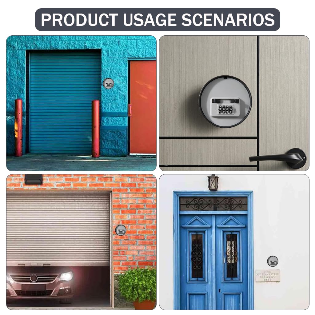 HASTHIP Key Box Safety 4-Digital Combination Lock 4 Inches Round Safe Key Organizer Box with Combination Lock Robust PVC Key Lock Box Wall Mounted Keys Box with Installation Tools