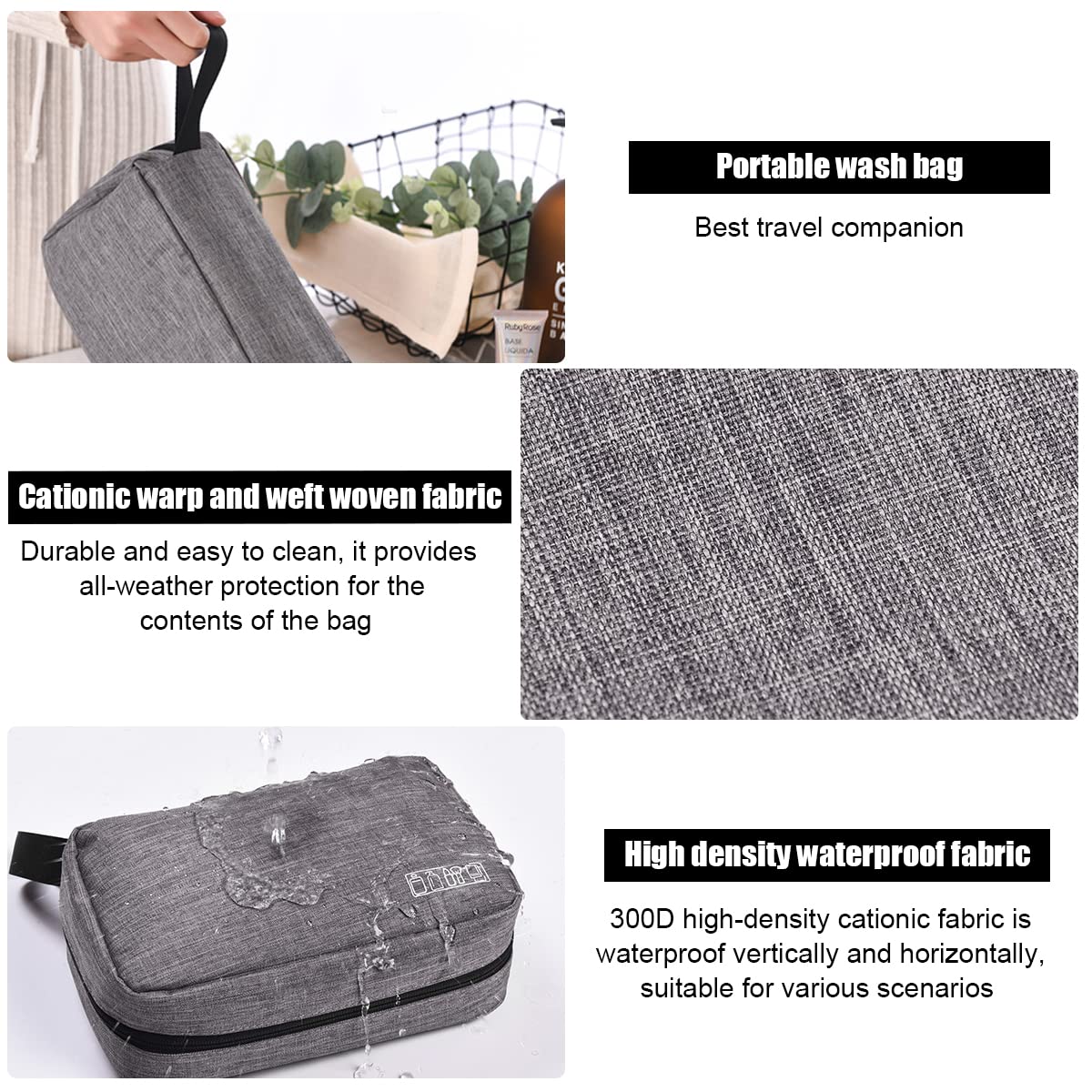 MAYCREATE Makeup Bag Makeup Pouch for Women Travel Cosmetic Organizer Pouch Cosmetic Bag for Toiletries, Household Grooming Kit Storage Cosmetic Pouch Makeup Case for Women (Dark Grey)
