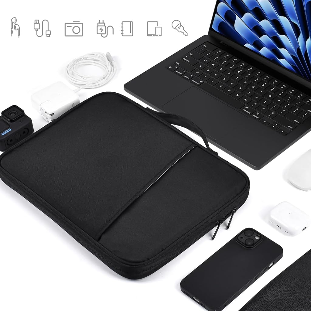 ZORBES® 13-Inch Laptop Handbag, Waterproof Nylon Carrying Case with Cotton Padded Interior, Zippered Organizer Pockets & Handle for Travel, Work, or School