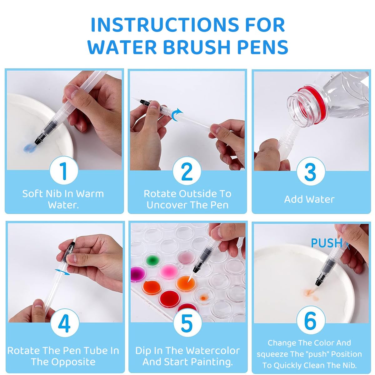 HASTHIP 24 Color Watercolor Paint Set with Brush Pen, Water-soluble Solid Pigment Paint Set, Metal Box Watercolor Paint Gift Set for Students Adults Beginners Artist