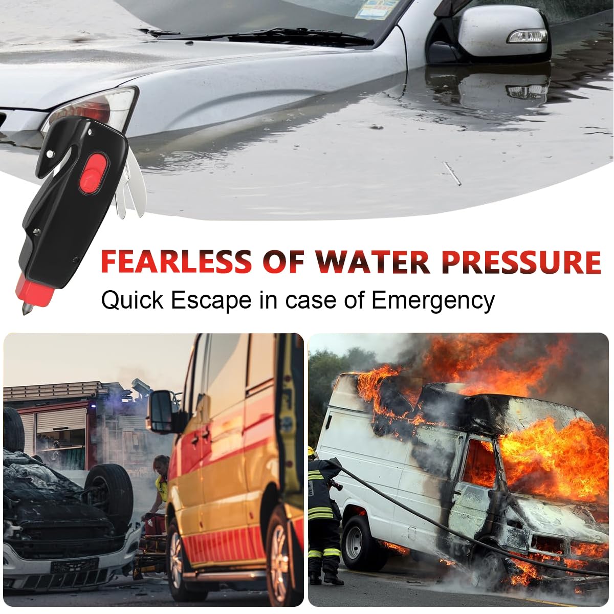 STHIRA Car Emergency Tool Automatic Glass Striker with Seat Belt Cutter Multifunctional Car Safety Hammer with Airbag Punch Pin, Static Eliminator Car Window Breaker Tool for Emergency