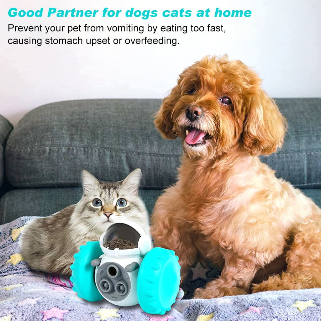 Qpets Interactive Dog Toys Tumbler Food Dispenser for Dog Cat Toy Tumbler Self-Swing Food Dispenser Toy for Dog Cat Slow Feeder Toy for Dogs Cats Dog Puzzle Toys