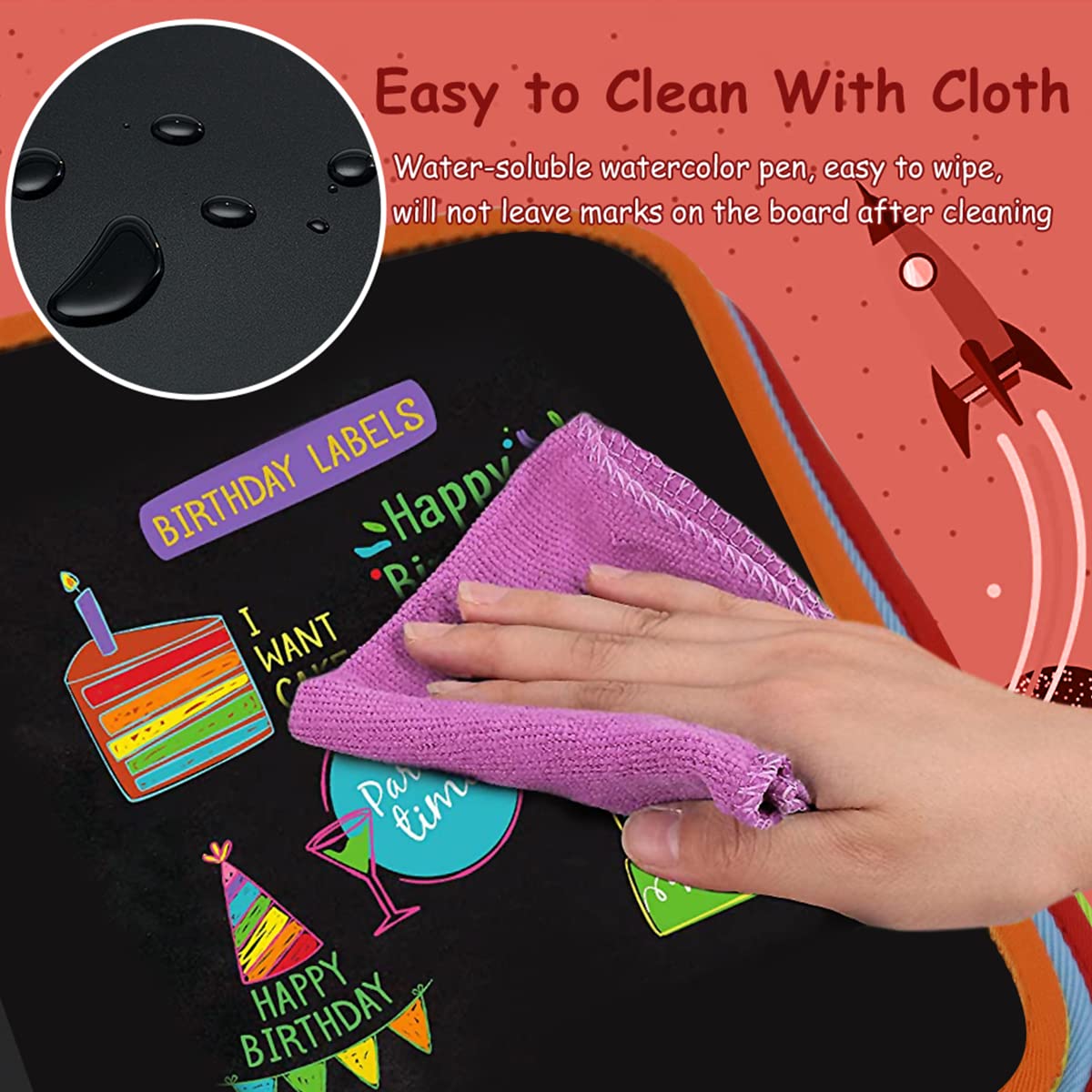 PATPAT Erasable Doodle Book for Kids Big Size, Magical Drawing Book 14 Pages Reusable Drawing Pads with 12 Water-Soluble Chalk Markers, Portable Busy Board Drawing Board for Kids Boys Girls