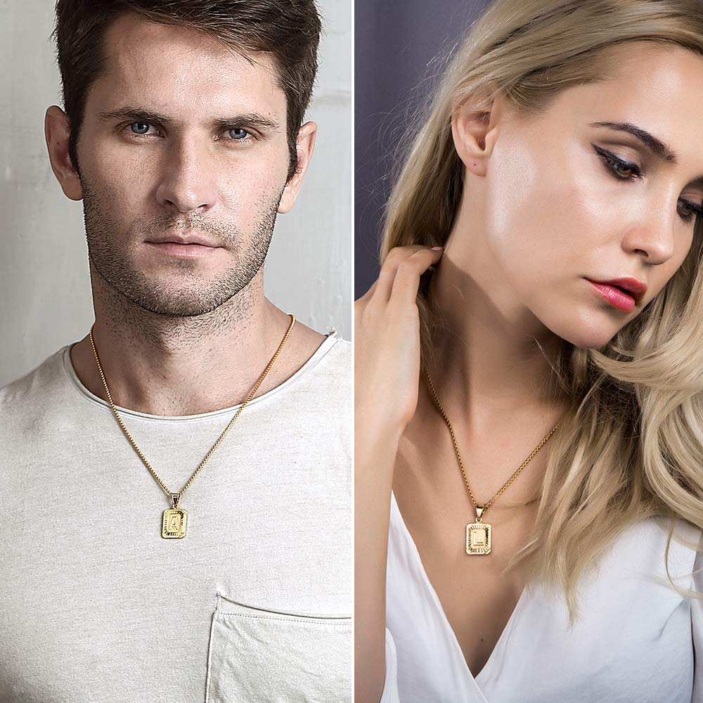 SANNIDHI Pendant for Men, Women with Letters A Letter Necklace for Men and Women-Stylish Electroplating Titanium Steel Chain A Letter Alphabet Pendant for Men Women Neck Jewellery, (Golden) - 20 inch