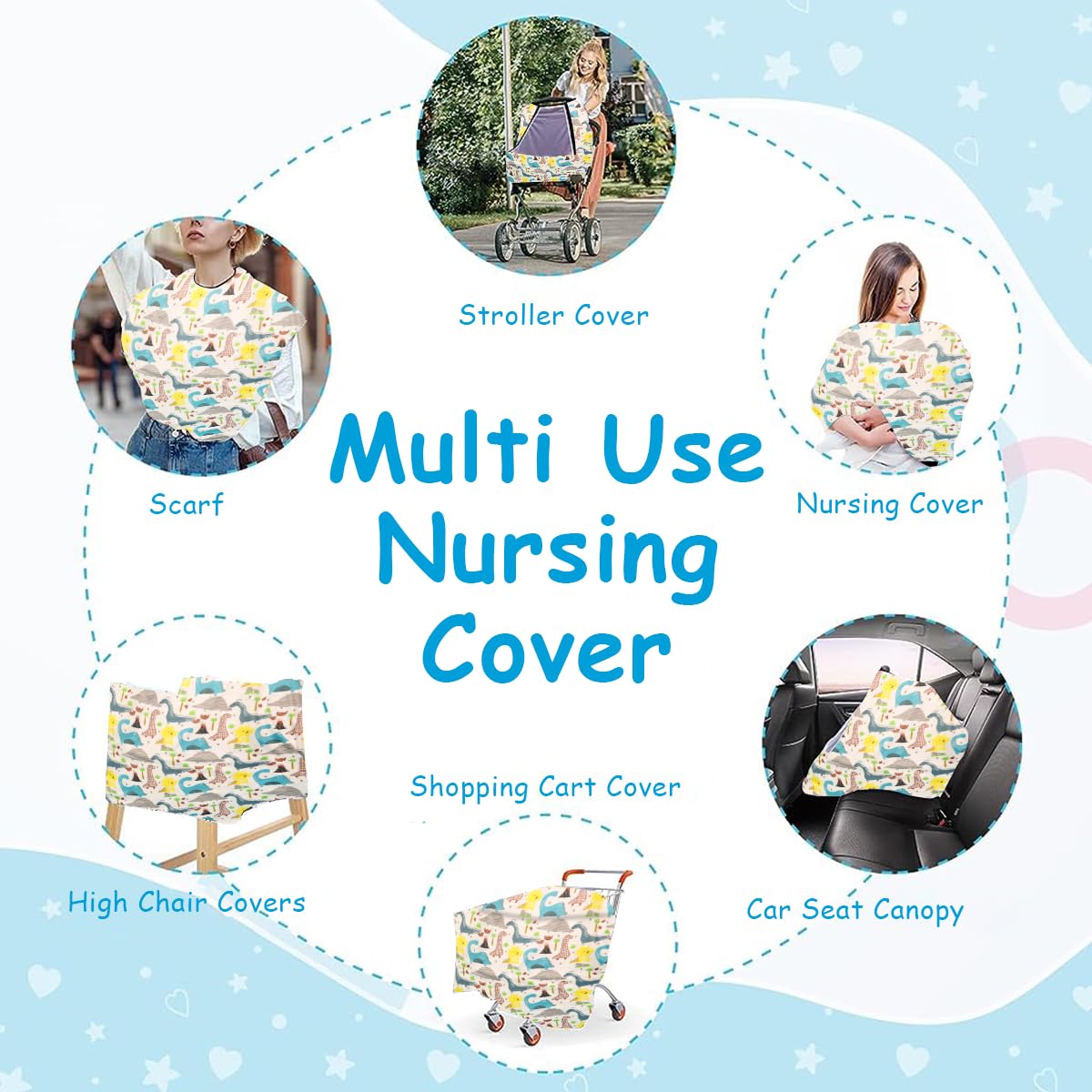 SNOWIE SOFT Baby Car Seat Covers with Breathable Mesh Window, Baby Cart Sunshade Multifunction Baby Stroller Cover Breastfeeding Cover Shawl Nursing Cover Stretchy Stroller Canopy Universal Fit White