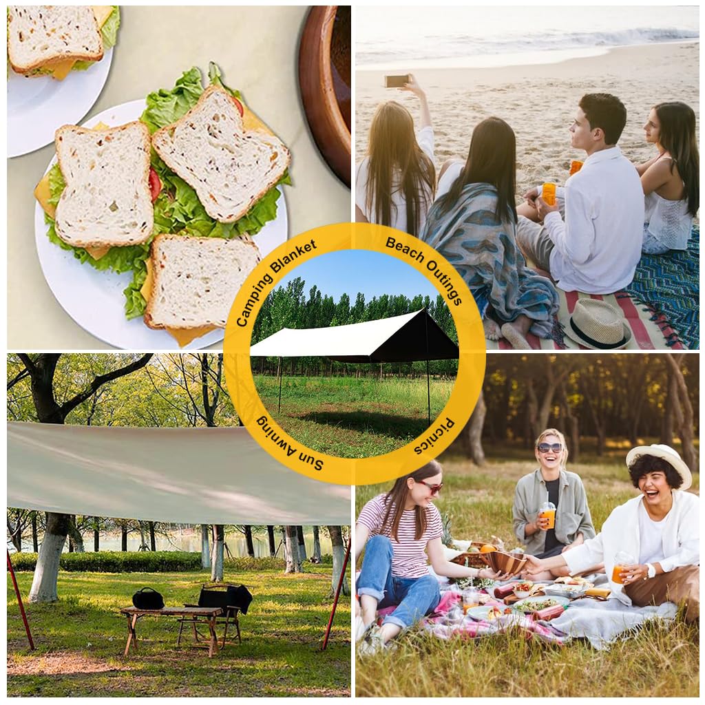 Proberos Outdoor Sunshade Canopy UPF 50+ Sunshade Canopy Tarp Tent Sunshade Camping Tent Canopy with Metal Ground Nail 10ftx10ft Canopy for Camping, BBQ, RV Travel, Picnic