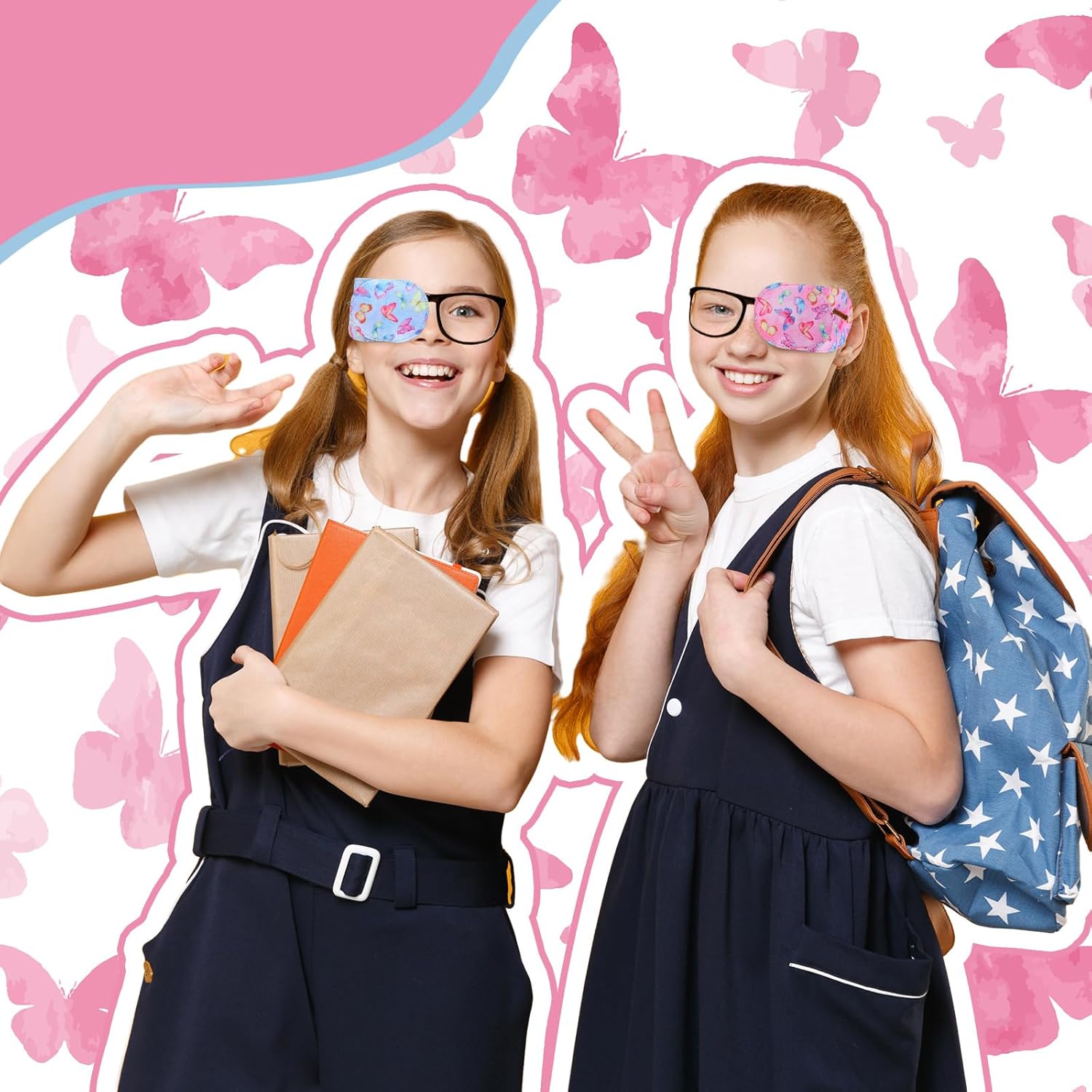 HANNEA® 24PCS Single Lens Cover for Kids Lens Patches for Vision Correction Cartoon Unicorn Lazy Eye for Eyeglasses Slide-in Removable