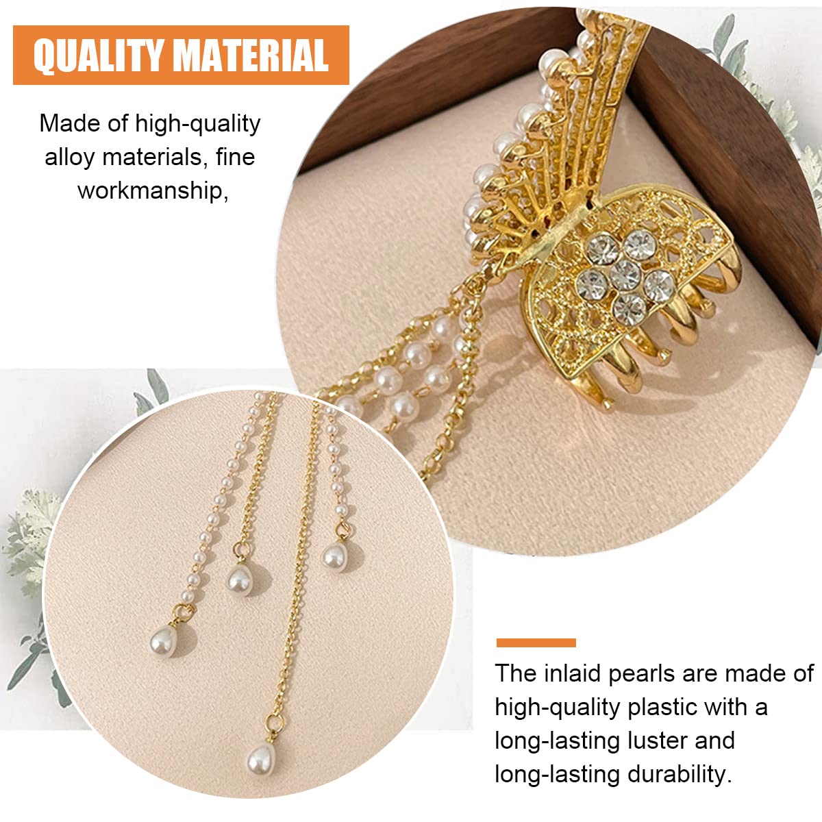 Optifit Hair Clips for Women Stylish Pearl Butterfly Tassel Hair Clip for Girls Hair Clutcher,Metal Trendy Hair Accessories
