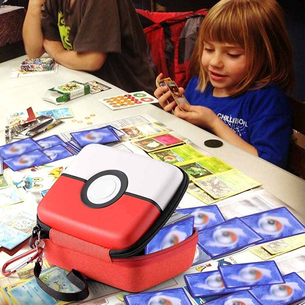 PATPAT Poke-mon Binder, Poke-mon Cards Album for 200 Poke-mon Cards Cartoon Prints Zipper Bag Trading Card Binder Trading Cards Holder Organizer Bag Game Cards Case Xmas Gifts for Kids Boys Girls Red