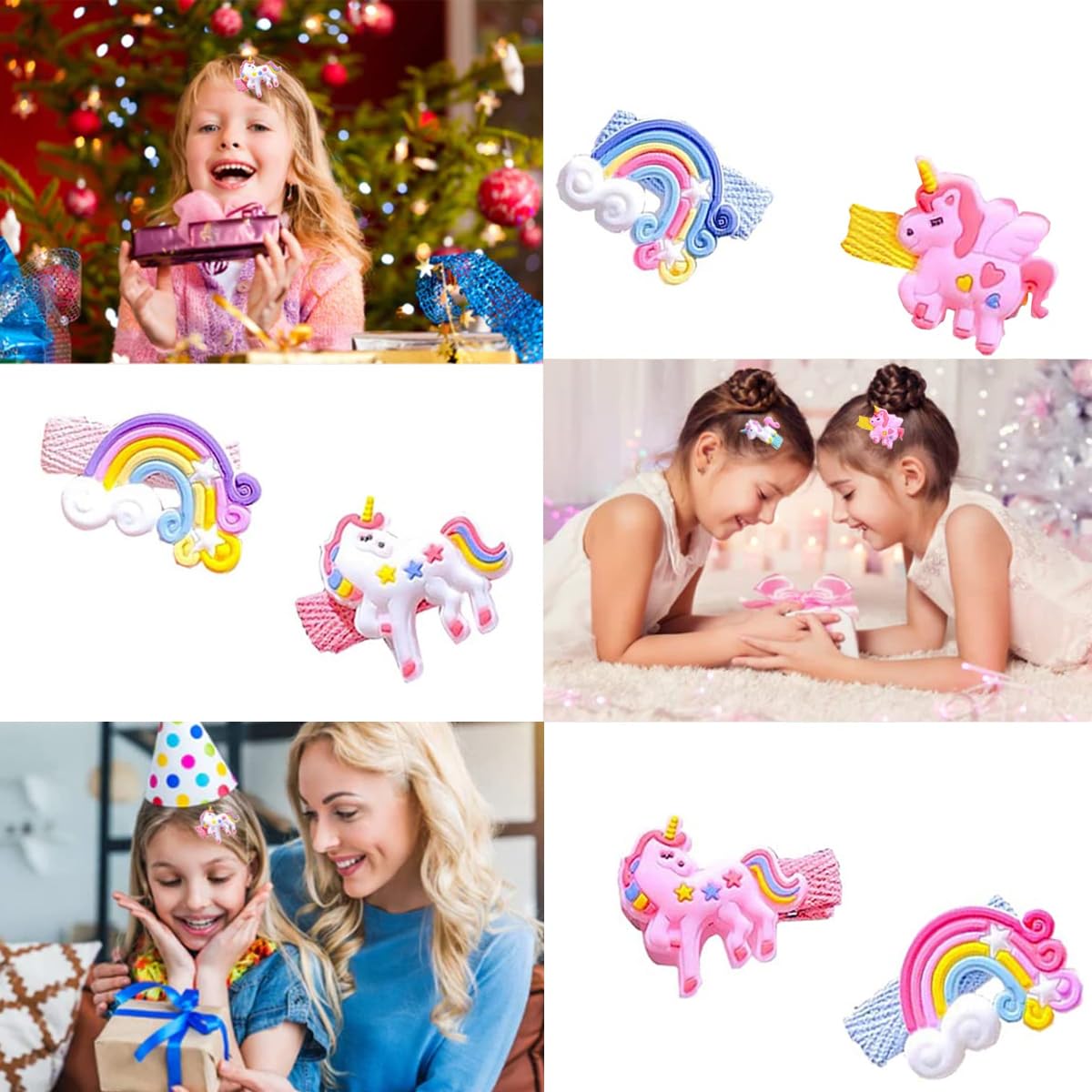 SANNIDHI Unicorn Jewellery Set for Girls, Cute Cartoon Fluffy Sling Bag Beaded Necklace Bracelet Earrings Ring & Hair Clips Kit, Fashion Party Dress up Jewelry Unicorn Gifts for Girls Kids