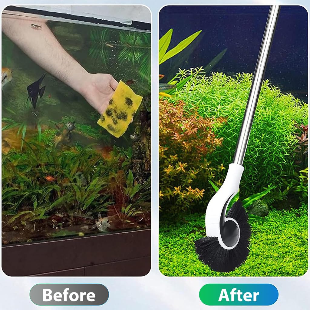 Qpets Cleaning Brush - Adjustable Long Handle - Spiral Brush Head - Versatile Tool for Pool, Bathroom, Kitchen, Fish Tank - Lightweight, Durable, 95cm - Pack of 2 Brushes and 2 Handles