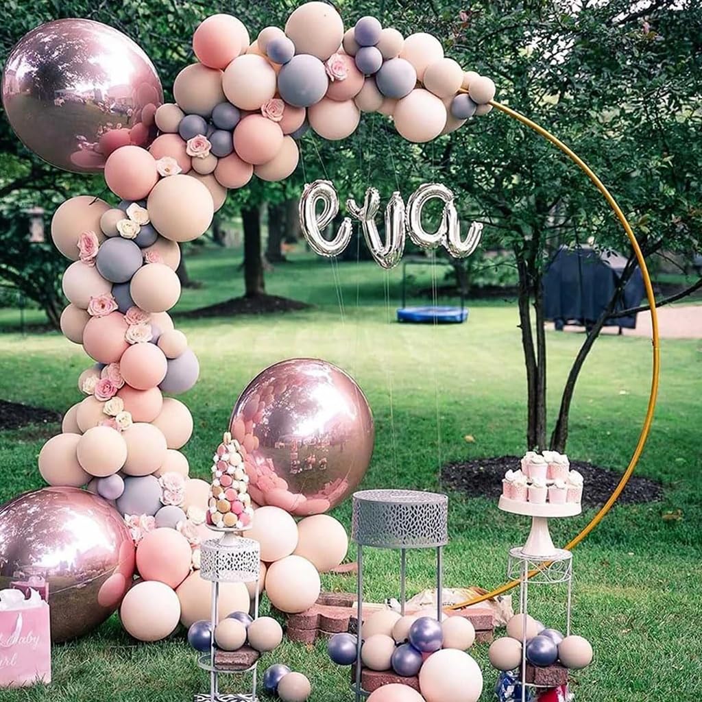 HASTHIP Round Balloon Arch Stand - Decoration Backdrop Stand, 6.56ft Diameter Arch Balloon Stand Assembly Balloon Arch Stand for Wedding, Birthday Party, Baby Shower Decoration (Gold)